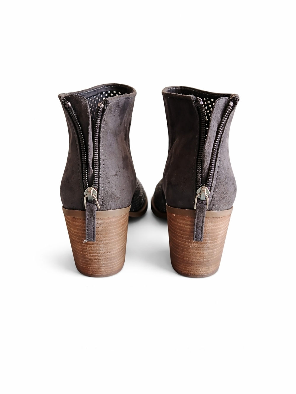 Madden Girl Mesh Embellished Ankle Boots 9.5 Mocha Studded Western 4" Block Heel - Picture 4 of 12